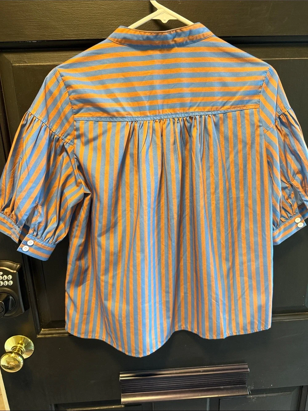 Amazon Women's Striped Popover Blouse in Blue and Orange - Picture 7 of 7